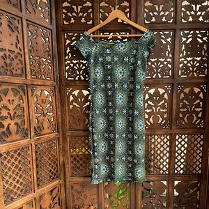 Off shoulder turquoise dress